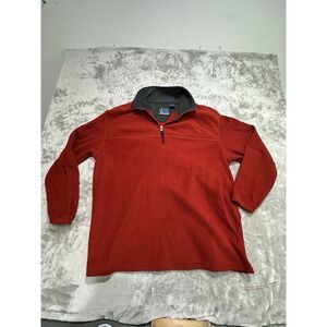 Arctic Zone Sweater Men's Size Large Red Long Sleeve 1/4‎ Zip Ribbed Warm EUC